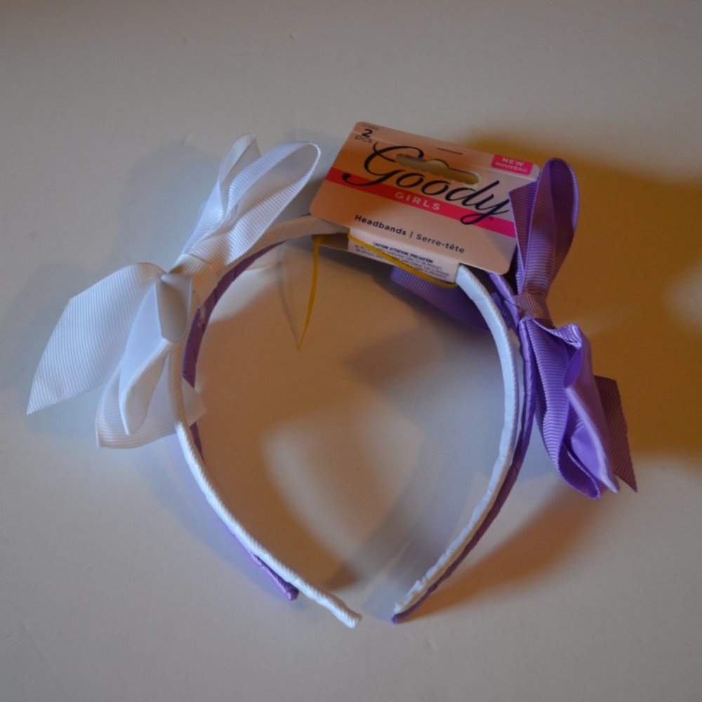 Goody (r) Girls Headbands White Purple Bows 2 psc.